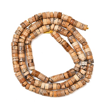 1 Strand Natural Picture Jasper Beads Strands, Disc, Heishi Beads, 4x2mm, Hole: 0.7mm, about 154pcs/strand, 15.43 inch(39.2cm)
