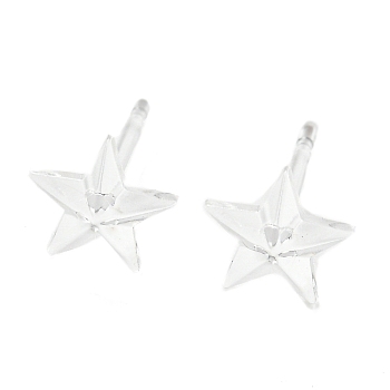 Resin Stud Earring Findings, Star, Clear, 6.5x7mm, Pin: 0.8mm