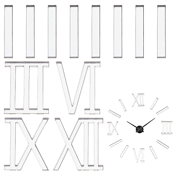 1Box Acrylic Cabochons, Roman Number, Silver, 30x5~24.5x2.5mm, 12pcs/box