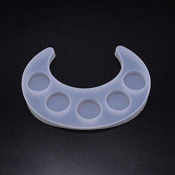 Moon Shape Tray Silicone Molds, Resin Casting Pendant Molds, For UV Resin, Epoxy Resin Jewelry Making, White, 194x143x14mm, Inner Diameter: 34.5mm