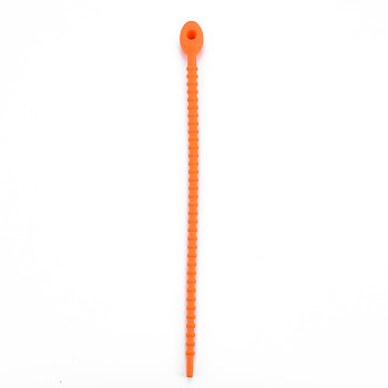 Silicone Cable Ties, Tie Wraps, Reusable Zip Ties, Tomato, 214x13.5x12mm, Hole: 3mm