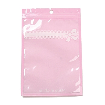 Plastic Packaging Zip Lock Bags, with Clear Window, Top Self Seal Pouches, Rectangle, Pink, 18x12x0.15cm, Unilateral Thickness: 2.5 Mil(0.065mm)