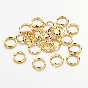 Golden Color Brass Jump Rings, Cadmium Free & Lead Free, Open Jump Rings, 18 Gauge, 7x1mm, Inner Diameter: 5mm, about 80pcs/10g