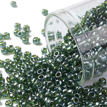 TOHO Round Seed Beads, Japanese Seed Beads, (119) Transparent Luster Olivine, 8/0, 3mm, Hole: 1mm, about 222pcs/bottle, 10g/bottle