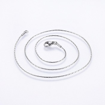 304 Stainless Steel Coreana Chain Necklaces, with Lobster Claw Clasps, Stainless Steel Color, 17.7 inch(45cm), 1x1mm