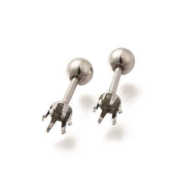 304 Stainless Steel Stud Earring Findings, Stainless Steel Color, Tray: 4.5mm, 15x6mm, Pin: 1mm