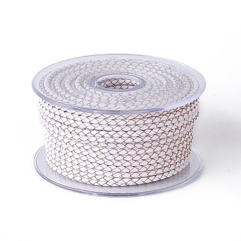 Braided Cowhide Cord, Leather Jewelry Cord, Jewelry DIY Making Material, White, 6mm, about 16.4 yards(15m)/roll