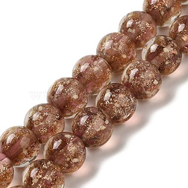 Chapelets de perles vernissées de sable d'or manuels(LAMP-P051-L06-10mm)-3