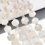 Natural White Moonstone Beads Strands, with Seed Beads, Faceted, Rondelle, 7~8.5x5~7mm, Hole: 1mm, about 44~56pcs/strand, 14.96~15.55 inch(38~39.5cm)(G-T144-A01-10)