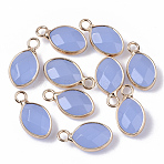 Glass Pendants, with Golden Tone Brass Open Back Bezel, Faceted, Teardrop, Cornflower Blue, 17x9x5mm, Hole: 2mm(G-S359-020)