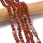 Natural Red Jasper Beads Strands, Star, 6x6x2mm, Hole: 0.7mm, about 72pcs/strand, 14.96''(38cm)(G-F817-A02-01)