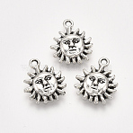 Tibetan Style Alloy Charms, Cadmium Free & Lead Free, Sun, Antique Silver, 14x12x3mm, Hole: 1.5mm, about 1100pcs/1000g(TIBEP-Q087-001AS-RS)