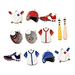 Baseball Alloy Enamel Pendants, Mixed Shapes Charms, Golden, Mixed Color, 24.5~43x7.5~30x1~2.5mm, Hole: 1.8mm, 12pcs/set(AL-CBA4F61-01G)