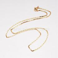 304 Stainless Steel Necklace, Mariner Link Chain, with Lobster Claw Clasps, Golden, 23.62 inch(600mm), 1.7mm(MAK-K062-11B-G)