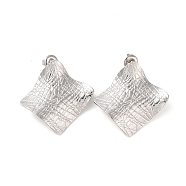 Rhombus 304 Stainless Steel Stud Earrings for Women, Stainless Steel Color, 30x30mm(EJEW-L272-005P)