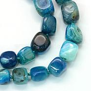 Nuggets Natural Dyed Agate Graduated Beads Strands, Tumbled Stone, Deep Sky Blue, 13~25x12~23x7~23mm, Hole: 2.5mm, about 23~27pcs/strand, 15.7 inch(G-L456-03B)