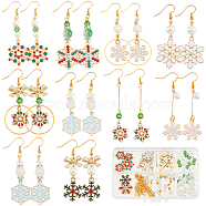 DIY Christmas Snowflake Earring Making Kit, Including Glass Pearl & Bicone Beads, Iron Bar Links Connectors, Alloy Links & Pendant, Brass Earring Hooks, Mixed Color, 162Pcs/box(DIY-SC0022-84)
