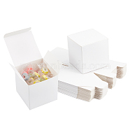 Foldable Creative Kraft Paper Box, Wedding Favor Boxes, Favour Box, Paper Gift Box, Square, White, 9x9x9cm(CON-WH0062-04A)