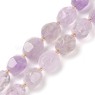 Natural Ametrine Beads Strands, Faceted, Oval, with Seed Beads, 12~16x10~14mm, Hole: 1mm, about 22~25pcs/strand, 15.16''~15.63''(38.5~39.7cm)(G-P541-A01-13)