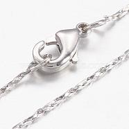 Brass Chain Necklaces, with Lobster Claw Clasps, Real Platinum Plated, 17.7 inch(45cm)(MAK-L009-02P)