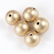 Matte Style Spray Painted Acrylic Beads, Round, Gold, 10mm, Hole: 2mm, about 885pcs/500g(ACRP-S669-10mm-02)