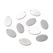 304 Stainless Steel Pendants, Double Side Drawbench, Stamping Blank Tag, Oval, Stainless Steel Color, 18.5x11.5x1mm, Hole: 1mm(STAS-F271-07C-P)