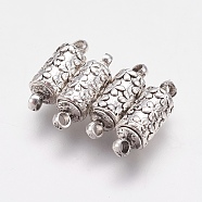 Brass Magnetic Clasps, Long-Lasting Plated, Column, Antique Silver, 16.5x5.5mm, Hole: 2mm(X-KK-F739-04AS)