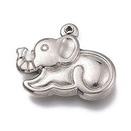 304 Stainless Steel Beads, Elephant, Stainless Steel Color, 15x19x3.5mm, Hole: 1mm(STAS-Z008-03)