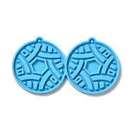 DIY Flat Round with Labyrinth Pendant Silicone Molds, Resin Casting Molds, for UV Resin & Epoxy Resin Jewelry Making, Deep Sky Blue, 53x98x4mm, Hole: 2mm, Inner Diameter: 50x47mm(DIY-I099-44)