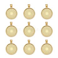 Tibetan Style Alloy Pendant Cabochon Settings, Plain Edge Bezel Cups, Cadmium Free & Lead Free, Flat Round, Antique Golden, Tray: 25mm, 36x28x3mm, Hole: 4mm, about 195pcs/1000g(TIBE-R295-055AG-LF)