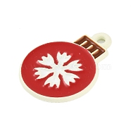 Christmas Theme Spray Painted Alloy Enamel Pendants, Snowflake, 22x16x1.5mm, Hole: 1.8mm(ENAM-Z020-01I)