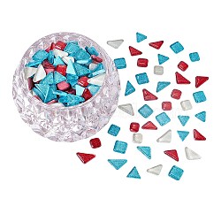 Glass Cabochons, Mosaic Tiles, with Glitter, for Home Decoration or DIY Crafts, Mixed Shapes, Mixed Color, 11~15x11~25x4~5mm, 260g, about 154pcs/box(GLAA-AR0001-02)