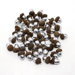 Acorn Foam Display, with Plant Leaf, for Home Display Decorations, Silver, 25~45x15~30mm, 50pcs/bag(DJEW-WH0015-21B)