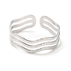 304 Stainless Steel Wave Open Cuff Bangles, Jewelry for Women, Stainless Steel Color, Inner Diameter: 2 inch(5.1cm)(BJEW-L682-008P)
