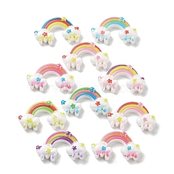 Cartoon Opaque Resin Decoden Cabochons, Rainbow with Cloud, Mixed Color, 19x32.5x7.5mm(RESI-K035-08)