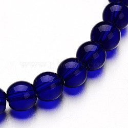 Glass Round Bead Strands, Blue, 10mm, Hole: 1mm, about 32pcs/strand, 11 inch(GLAA-I028-10mm-13)