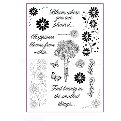 Happiness Clear Silicone Stamps, for DIY Scrapbooking, Photo Album Decorative, Cards Making, Flower, 155x110mm(PW-WGFBE8C-01)