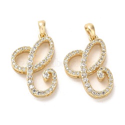 Brass Micro Pave Cubic Zirconia Pendants, Long-Lasting Plated, Symbol, Golden, 24.5x17x4.5mm, Hole: 4x3.2mm(KK-K355-13G)