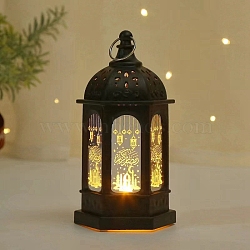 Plastic Wind Lantern Festival Handheld Ornaments, Battery Powered LED Castle Night Light for Home Decoration, Black, 125x60mm(PW-WG11747-02)