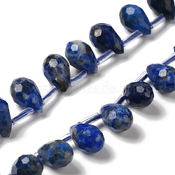 Natural Lapis Lazuli Beads Strands, Faceted, Top Drilled, Teardrop, 9~10.5x6~6.5mm, Hole: 0.7mm, about 45pcs/strand, 15.59~16.14''(39.6~41cm)(G-H297-B02-01)