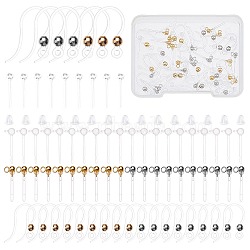 DIY Earring Making Finding Kits, Including Resin Stud Earring Findings, Plastic Earring Hooks & Ear Nuts, Golden & Stainless Steel Color, 160Pcs/box(DIY-DC0001-66)