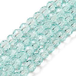 Transparent Baking Paint Glass Beads Strands, Faceted, Rondelle, Pale Turquoise, 6x5mm, Hole: 1.2mm, about 84pcs/strand, 15.35''(39cm)(DGLA-A034-T6mm-D01)