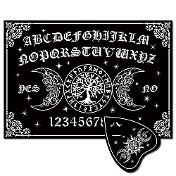 Printed Wood Pendulum Dowsing Divination Board Set, Rectangle Talking Board, with Planchette Accessories, Tree, 11.2~30x9~21x0.5cm, 2pcs/set(DJEW-WH0324-067)