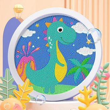 DIY Diamond Painting Kit, Including Resin Rhinestones Bag, Diamond Sticky Pen, Tray Plate and Glue Clay, Dinosaur, 170mm