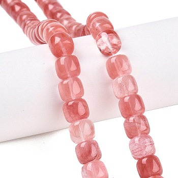 Cherry Quartz Glass Beads Strands, Barrel, 10~10.5x9~9.5mm, Hole: 1.2mm, about 41~43pcs/strand, 14.37~16''(36.5~40cm)