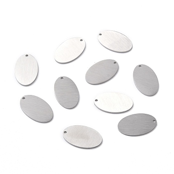 304 Stainless Steel Pendants, Double Side Drawbench, Stamping Blank Tag, Oval, Stainless Steel Color, 18.5x11.5x1mm, Hole: 1mm