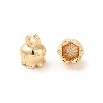 Brass Charms, Long-Lasting Plated, Flower, Real 14K Gold Filled, 6x4.8mm, Hole: 1.2mm