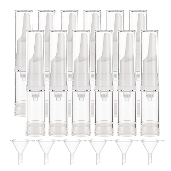 Plastic Transparent Dewar Bottles, Empty Eye Cream Tube Vials, with Transparent Plastic Funnel Hopper, Clear, 10x1.9cm, Capacity: 5ml, 12pcs