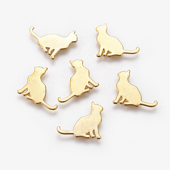 Alloy Kitten Cabochons, For DIY UV Resin, Epoxy Resin, Pressed Flower Jewelry, Cat Silhouette, Golden, 15x18x1mm