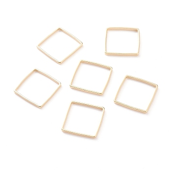 Brass Linking Rings, Long-Lasting Plated, Square, Real 24K Gold Plated, 12x12x1mm, Inner Diameter: 11x11mm